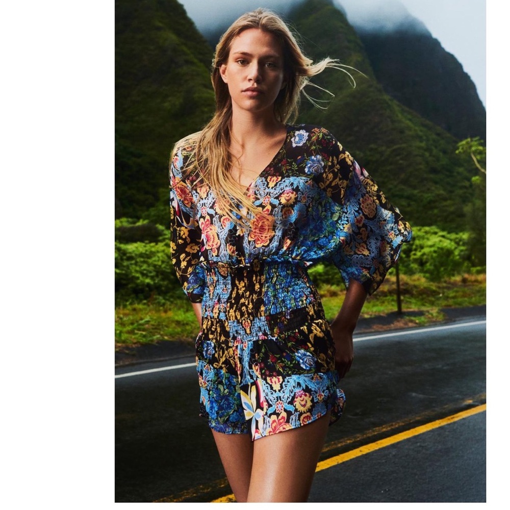 NWT Zara Multicolored Patchwork Floral Printed Shorts Romper Bloggers Fav